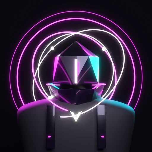 AXIOM operative: faceted crystal helmet circled by orbiting rings